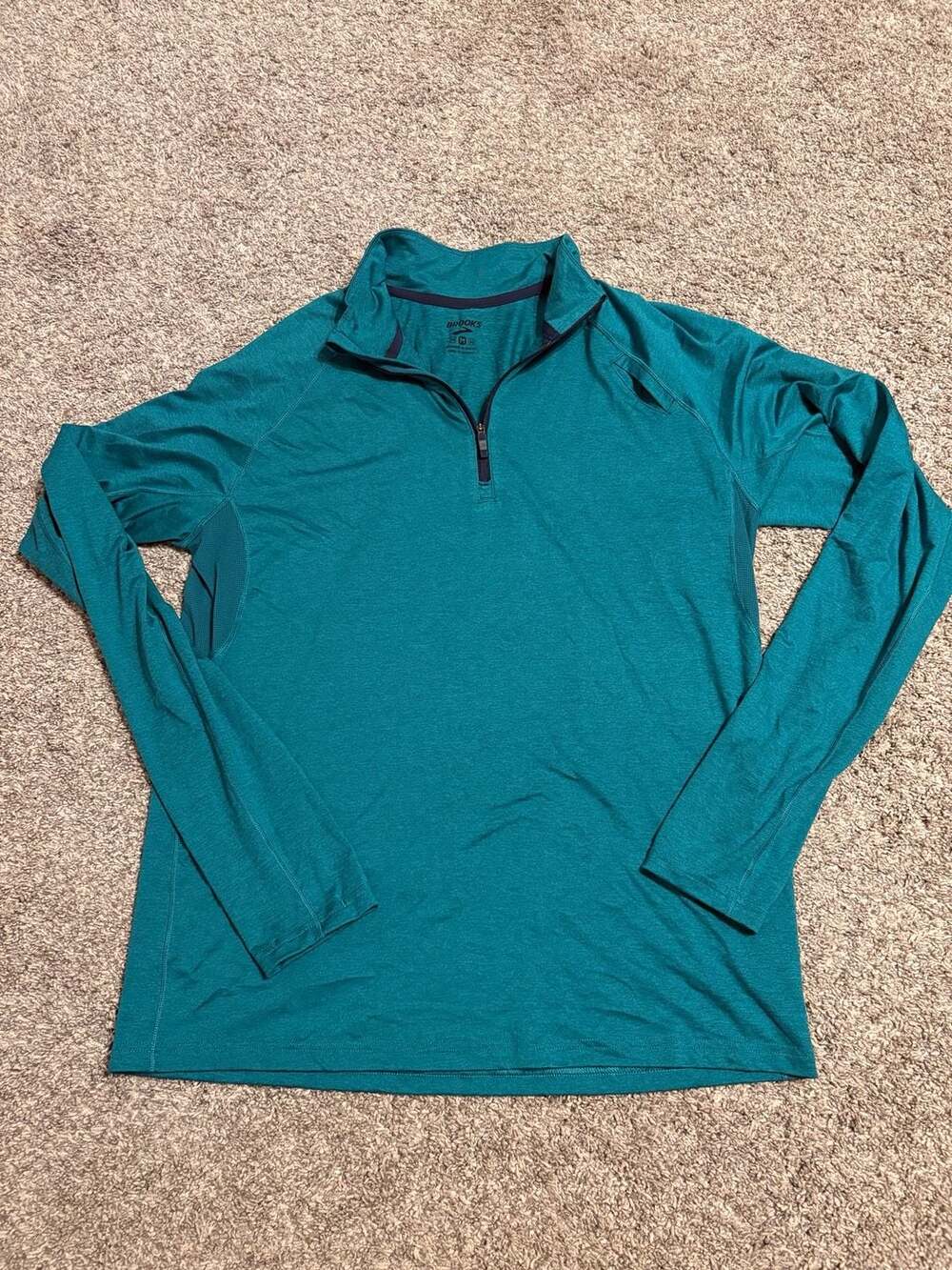 Brooks 1/4 Zip Pullover Size M Teal Athletic Long Sleeve